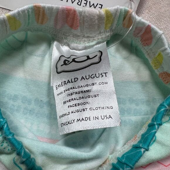 Emerald August Baby Girl 0-3 Months Heart and See Blue/Pink Leggings Pants New - Picture 5 of 6